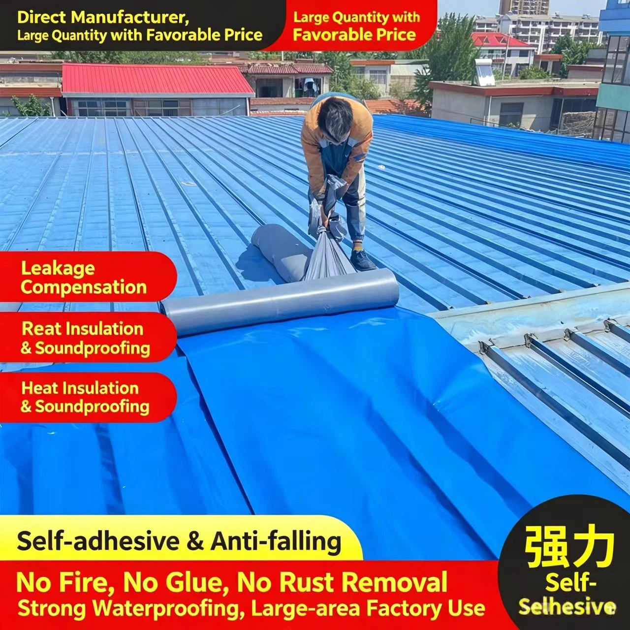 Polymer Self-Adhesive Waterproof Membrane for Color Steel Tiles 3